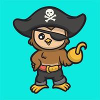 Cartoon-Tier-Design-Eule mit Piraten benutzerdefinierten niedlichen Maskottchen-Logo vektor