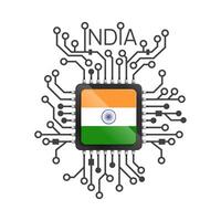 Indien von Schaltkreis Tafel. elektrisch Nation Flagge Schaltkreis schwarz Mikrochip. Illustration vektor