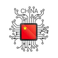 China von Schaltkreis Tafel. elektrisch Nation Flagge Schaltkreis schwarz Mikrochip. Illustration. vektor