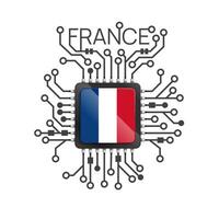 Frankreich von Schaltkreis Tafel. elektrisch Nation Flagge Schaltkreis schwarz Mikrochip. Illustration vektor