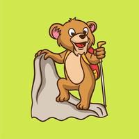 tecknad djurdesign barn lejon klättring söt maskot logotyp vektor
