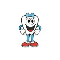 süß Zähne Maskottchen Logo zum Zahnarzt isoliert auf Weiß Hintergrund vektor