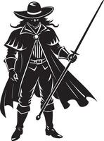 Illustration von ein Krieger mit Schwert Illustration schwarz und Weiß vektor