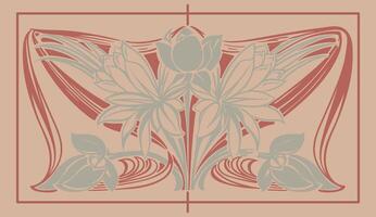 Hand gezeichnet Kunst Jugendstil Blumen- Rahmen Hintergrund eben Design vektor