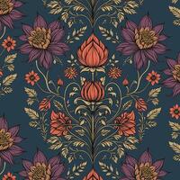 Hand gezeichnet Kunst Jugendstil Blumen- nahtlos Muster vektor