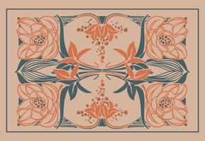 Hand gezeichnet Kunst Jugendstil Blumen- Rahmen Hintergrund eben Design vektor