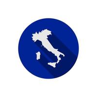 Karte von Italien auf blauem Kreis mit langem Schatten vektor