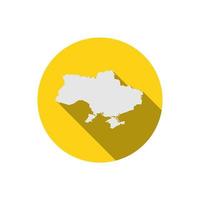 Karte der Ukraine auf gelbem Kreis mit langem Schatten vektor