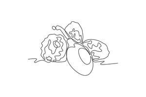 kontinuierlich einer Linie Zeichnung Stapel ganze gesund organisch Süss Goji Beeren zum Obstgarten Logo Identität. frisch Frucht Konzept zum Obst Garten Symbol. Single Linie zeichnen Design Grafik Illustration vektor