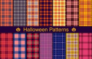 Halloween Plaid Bündel, Textil- Design, kariert Stoff Muster zum Shirt, Kleid, Anzug, Verpackung Papier drucken, Einladung und Geschenk Karte. vektor