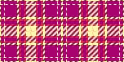 afrikanisch Tartan Stoff Textur, T-Shirt Muster überprüfen. Mexiko Hintergrund nahtlos Plaid Textil- im Rosa und Gelb Farben. vektor