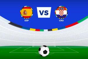 Illustration von Stadion zum Fußball Spiel zwischen Spanien und Kroatien, stilisiert Vorlage von Fußball Turnier. vektor