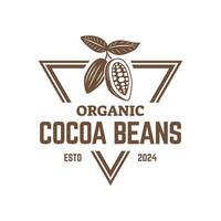 årgång kakao böna, kakao växt logotyp ikon mall vektor