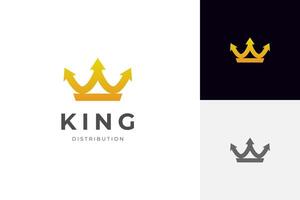 kunglig företag logotyp design. krona pil logotyp ikon symbol. de kung tillväxt logotyp modern vektor