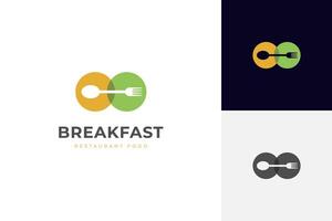 Gastronomie Logo Symbol. Restaurant Essen Logo Design. Cafés Abendessen Design. vegan Essen Logo Vorlage vektor