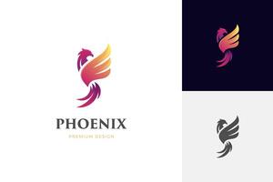 fliegend Phönix Gradient Logo Design. Falke oder Falke genial Tier Illustration Vorlage vektor