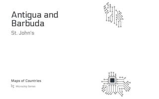 antigua och barbuda Karta med en huvudstad av st. johns visad i en mikrochip mönster med processor. e-förvaltning. värld länder Kartor. mikrochip serier vektor