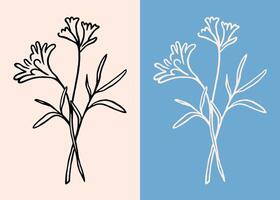 Wildblumen Blumen- Küsten Oma Enkelin Mädchen Pastell- Blau Cottagecore ästhetisch skizzieren Hand gezeichnet Zeichnung Illustration Kunst Clip Art Dekor drucken druckbar Element vektor
