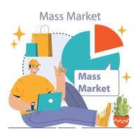 Masse Markt. Masse Produktion Wirtschaft. gezielt Publikum und Markt vektor