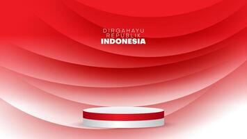 indonesisch Unabhängigkeit Tag Hintergrund mit rot und Weiß 3d Podium vektor