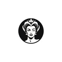 skönhet drottning kvinna logotyp mall har krona på huvud vektor