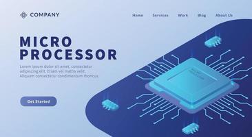 mikroprocessorkärna med kretslänk för webbplatsmall eller landningshemsida vektor