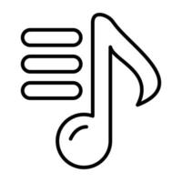 musikalisk not linje ikon vektor