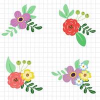 Hand gezeichnet Blühen bunt Blume Strauß Dekoration mit Gitter Hintergrund auf Weiß zum Textil, Stoff, Oberfläche Design, Verpackung Papier, Hintergrund vektor