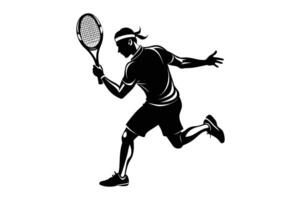 Tennis Schläger mit Ball. Symbol von Schläger zum Gericht. Logo von Tennis Rakete und Ball isoliert auf Weiß Hintergrund. Sport Ausrüstung zum Spiel, passen, Wettbewerb. Silhouette zum Verein von Badminton. . vektor