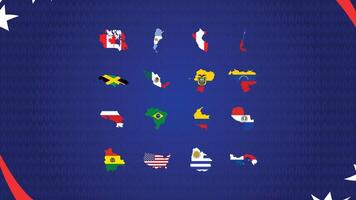amerikanisch Fußball USA 2024 Karte Flaggen Design abstrakt Logo Symbol amerikanisch Fußball Finale Illustration vektor