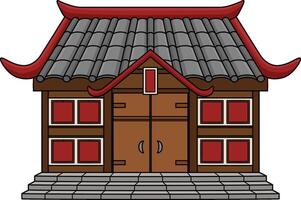 Ninja Haus Karikatur farbig Clip Art Illustration vektor