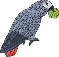 afrikansk grå papegoja fågel tecknad serie färgad ClipArt vektor