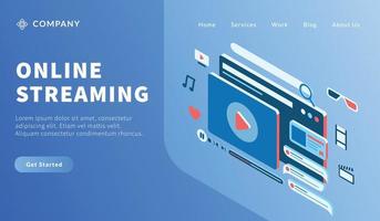 online streaming koncept med olika videoikoner för webbplatsmall eller landningshemsida vektor