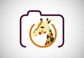 Giraffe Kamera Logo Design Symbol Symbol Illustration. Fotografie Logo vektor