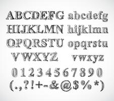 Skizzieren Sie die Schriftart des Alphabets vektor