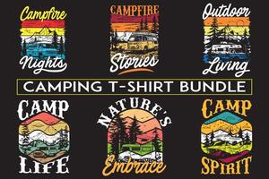 Camping T-Shirt Design Bündel, Camping t Hemd Design zum drucken auf Nachfrage vektor