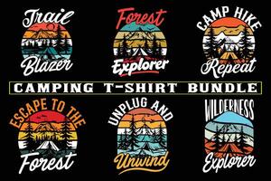 Camping T-Shirt Design Bündel, Camping t Hemd Design zum drucken auf Nachfrage vektor