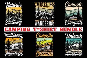 Camping T-Shirt Design Bündel, Camping t Hemd Design zum drucken auf Nachfrage vektor