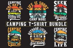 Camping T-Shirt Design Bündel, Camping t Hemd Design zum drucken auf Nachfrage vektor