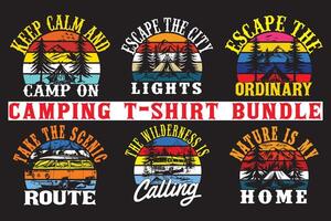 Camping T-Shirt Design Bündel, Camping t Hemd Design zum drucken auf Nachfrage vektor