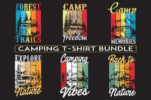 Camping T-Shirt Design Bündel, Camping t Hemd Design zum drucken auf Nachfrage vektor