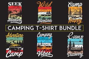Camping T-Shirt Design Bündel, Camping t Hemd Design zum drucken auf Nachfrage vektor