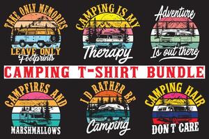 Camping T-Shirt Design Bündel, Camping t Hemd Design zum drucken auf Nachfrage vektor