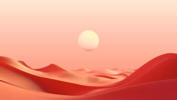 Wüste Landschaft mit Sonnenuntergang. minimalistisch Hintergrund. vektor