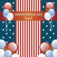 glücklich 4 .. von Juli amerikanisch Unabhängigkeit Tag Feier Banner mit 3d Luftballons im USA Flagge Farben und Konfetti vektor
