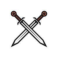 zwei gekreuzt Schwerter Logo Design Konzept Idee vektor