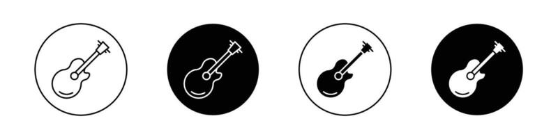 Gitarre Symbol Satz. Ukulele Musik- Instrument Symbol. Musical akustisch Gitarre Symbol im schwarz gefüllt und umrissen Stil. vektor