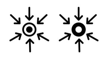 centraliserad ikon uppsättning. företag data nav symbol. kund centrerad närma sig tecken. Centrum punkt piktogram. klient fokus strategi ikon i svart fylld och skisse stil. vektor