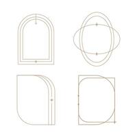 minimalistisch linear Rahmen Linie Elemente, modisch linear Frames mit Sterne, Bogen Rahmen, geometrisch Formen. dekorativ einstellen von Frames vektor