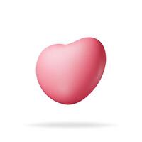 3d röd hjärta isolerat på vit. framställa hjärta form ikon kärlek symbol. romantik, passion, bröllop, valentine dag firande dekoration. vektor